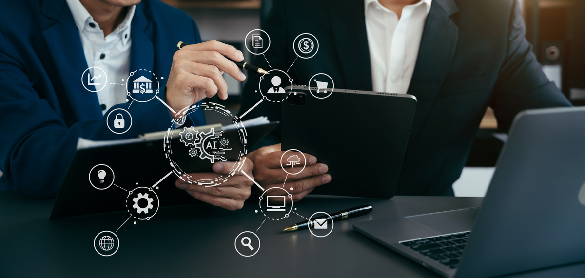 Digital transformation technology strategy, business team using laptop, tablet and smartphone with of things. transformation of ideas and the adoption.